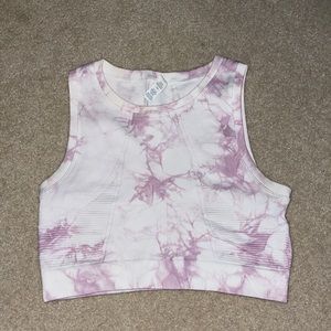 Aerie Offline Seamless Longline Sports Bra Purple Tie Dye